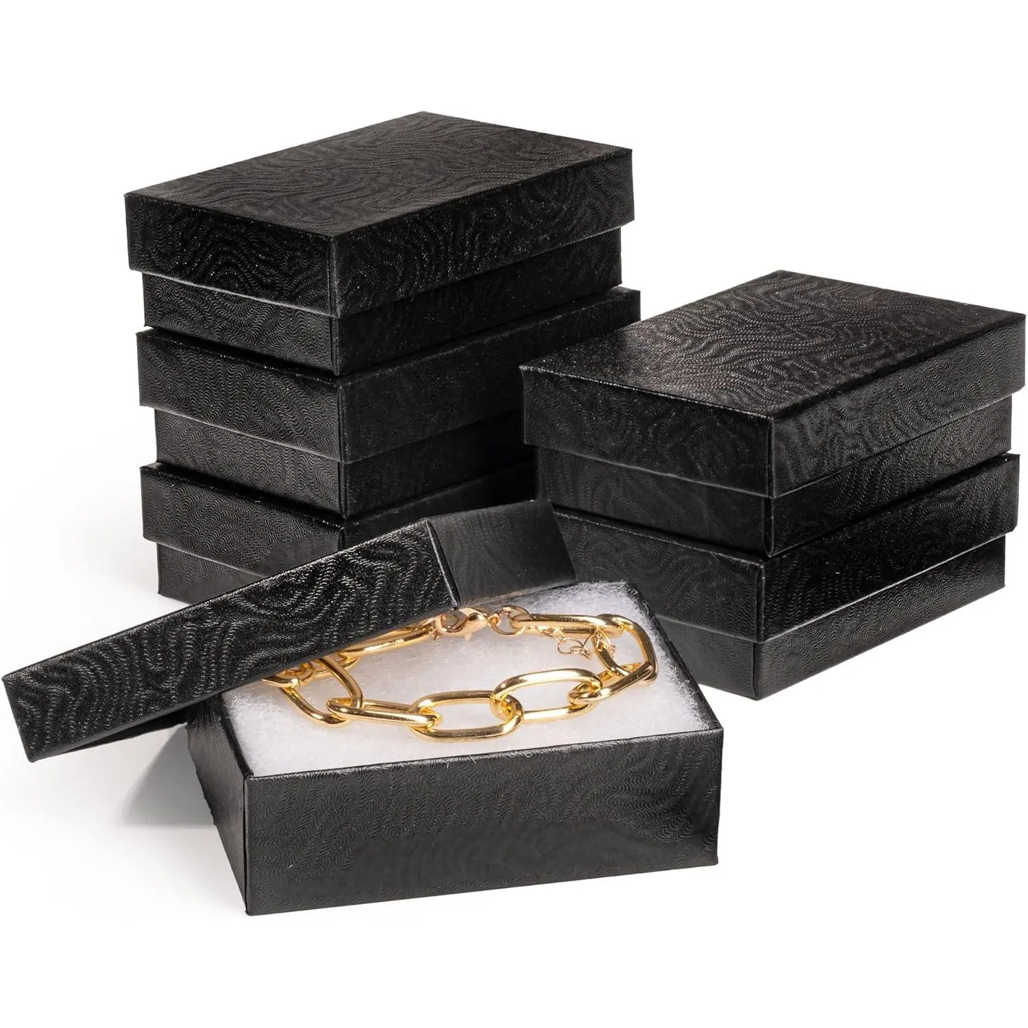 Boxes 6 Pack 3.1x2.25x1 inch Cardboard  Box,  Filled Small  Gifts Boxes With  | For Earring, Bracelet, Necklace, Rings,  Boxes For Presents Black