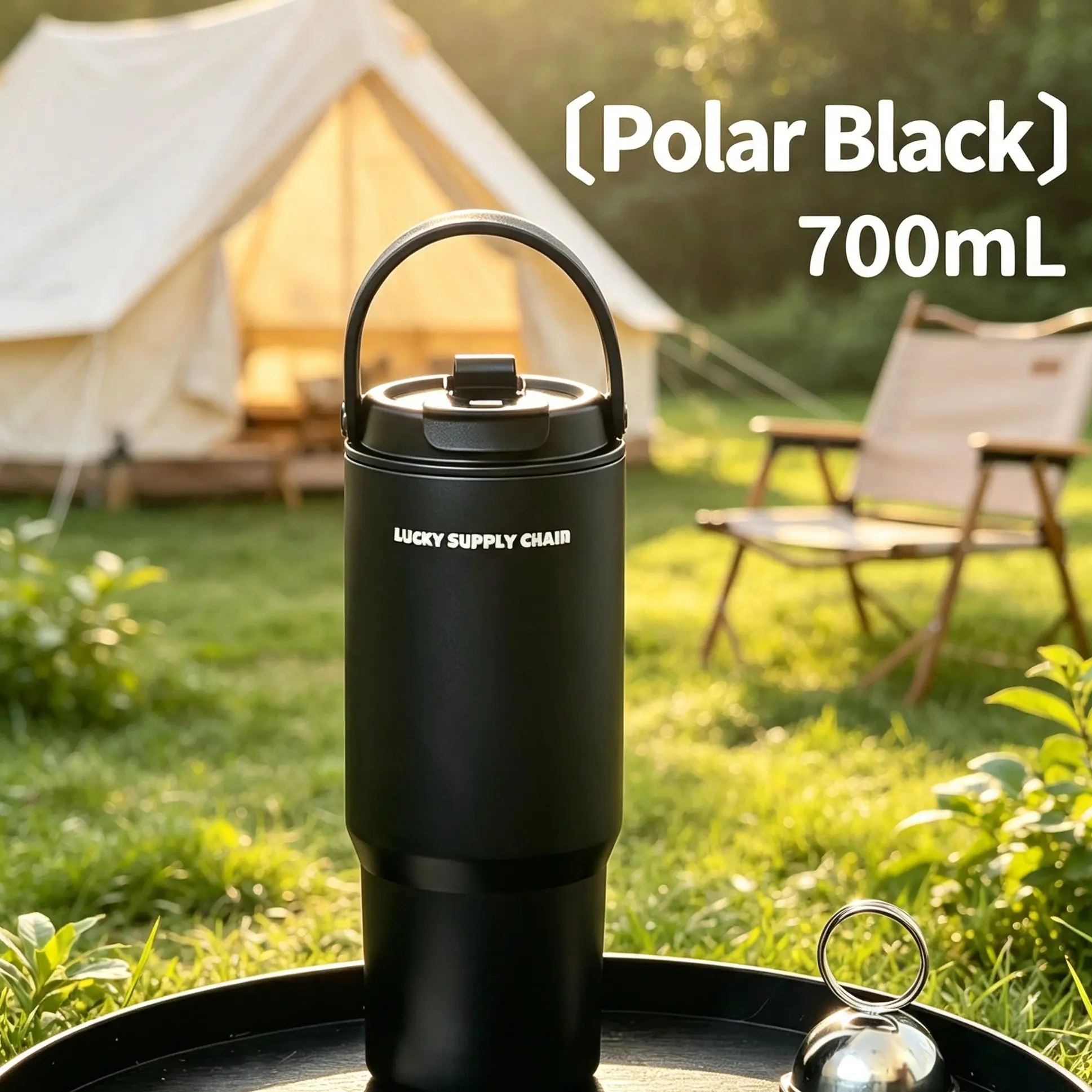 700ML Stainless Steel Insulated Cup with Straw, Portable Handle, Easy Drinking Spout, Keeps Drinks Hot/cold, Modern Design, Ideal for Travel