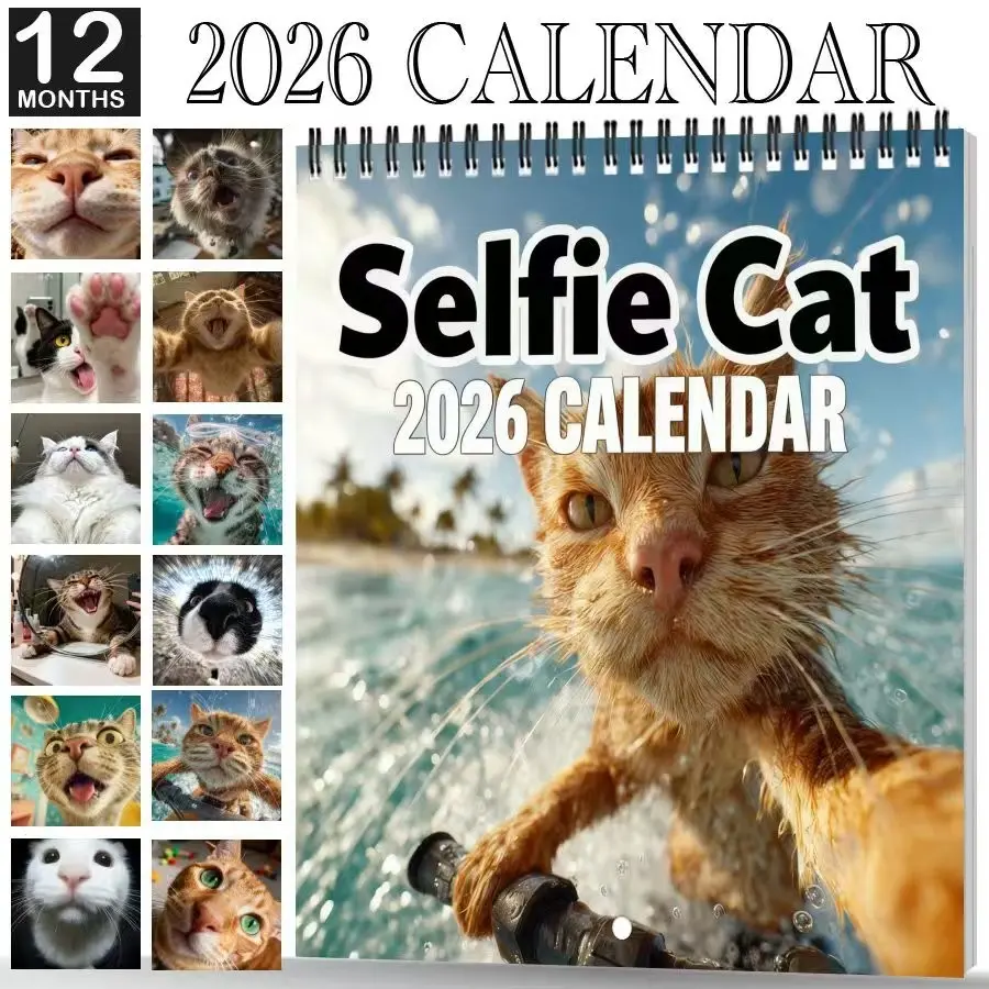 Funny Cat Wall Calendar, 12-Month Hanging Monthly Planner, Cute Cat Pattern Calendar, Ideal for Home Wall Decor, Fun and Practical Design