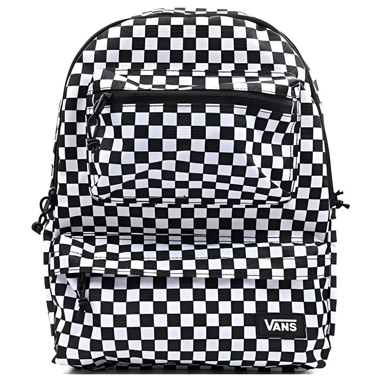 Vans Polyester Backpack for Men and Women – Casual Fashion Checkered Black and White