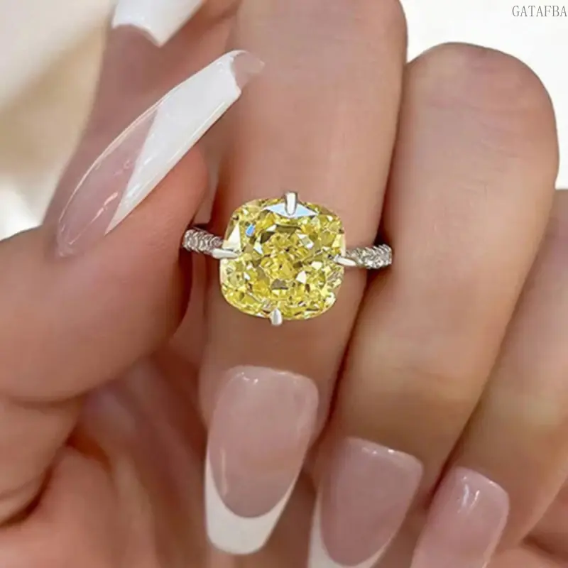 Unisex Korean Look Square Cut Imitation Stone Rings, Elegant Wax-Setting Daily Wear Jewelry for Sports & Outdoor Enthusiasts