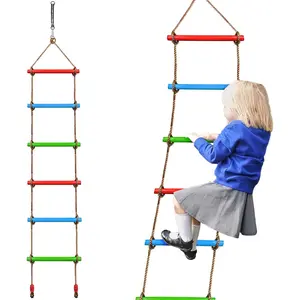 Climbing Rope Ladder for Kids, 6.6Ft Swing Rope Ladder Obstacle Course for Indoor PlaySet and Outdoor Tree House, Playground Swing Set and SlacklineLadder
