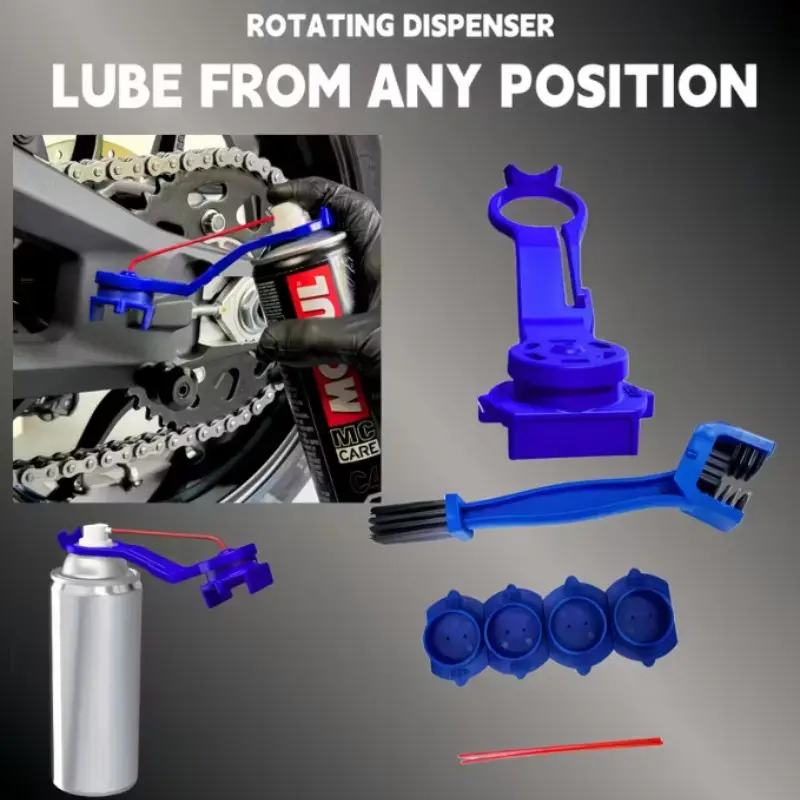 Universal Bike Motorcycle Chain Cleaning Brush and Lubricating Applicator Kit, Efficient Chain Oil Distributor, Ideal for Cyclists