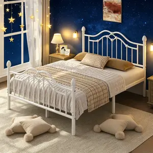 Full Size Heavy Duty Modern Metal Storage Bed Frame - Includes Headboard & Footboard, 1000 LBS Weight Capacity, Ample Under-Bed Clearance, Tool-Free Assembly, No Box Spring Required