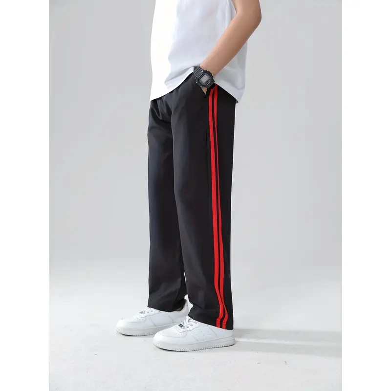 Boys' casual elastic waist comfortable activity sweatpants, breathable jogging men's sports casual pants with pockets, children's outdoor clothing