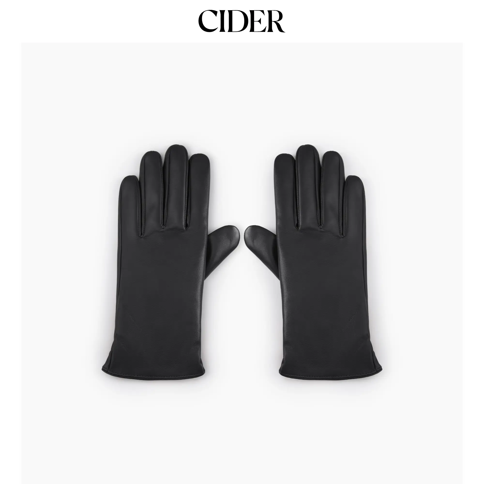 Cider [2 colors, size One Size-One Size] FAUX LEATHER FLEECE-LINED FUZZY GLOVES