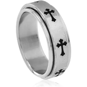 Men’s Spinning Band with Cross Detail, Smooth Rotatable Fidget Finger Jewelry, Minimal Faith Accessory, Sweet Present for Boyfriend & Friends on Birthday Occasions
