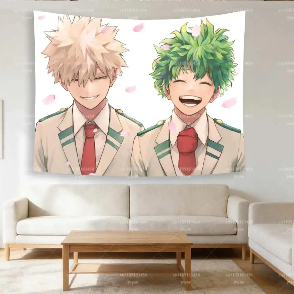 My Hero Academia Bakugo & Deku Anime Tapestry - Photo Backdrop, Home Decor Wall Hanging with Hanging Clips, Gift for Anime Fans for Parties, Lightweight, Printed