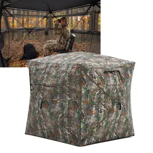 Pop Up Hunting Blind With See Through Windows, Ground Blind for Turkey Deer Duck Hunting, Portable Outdoor Concealment Shelter with Carry Bag