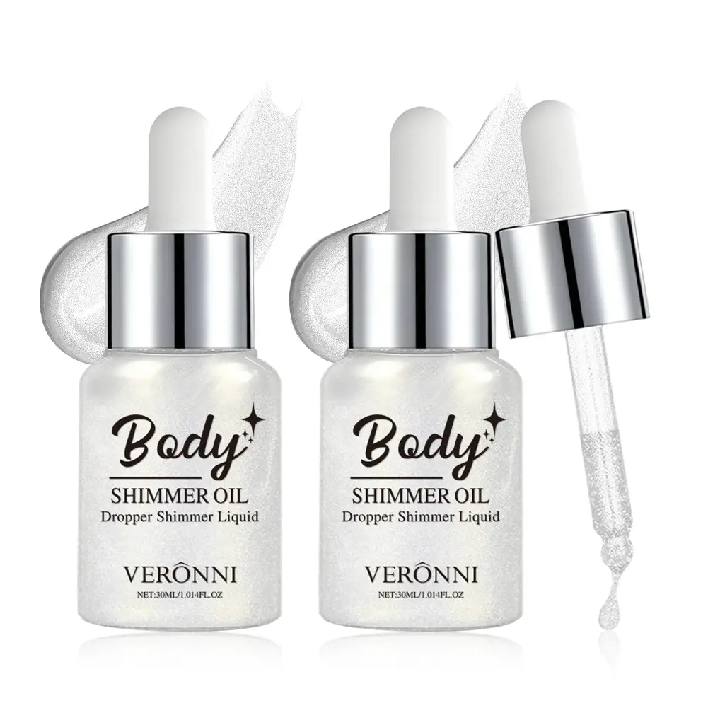 2pcs Body Shimmer Oil 30ML, Smooth Pearl Finish Natural Bare Look, Hydrating Non-Sticky, Improves Dark Spots, Summer Wedding Party Essentials