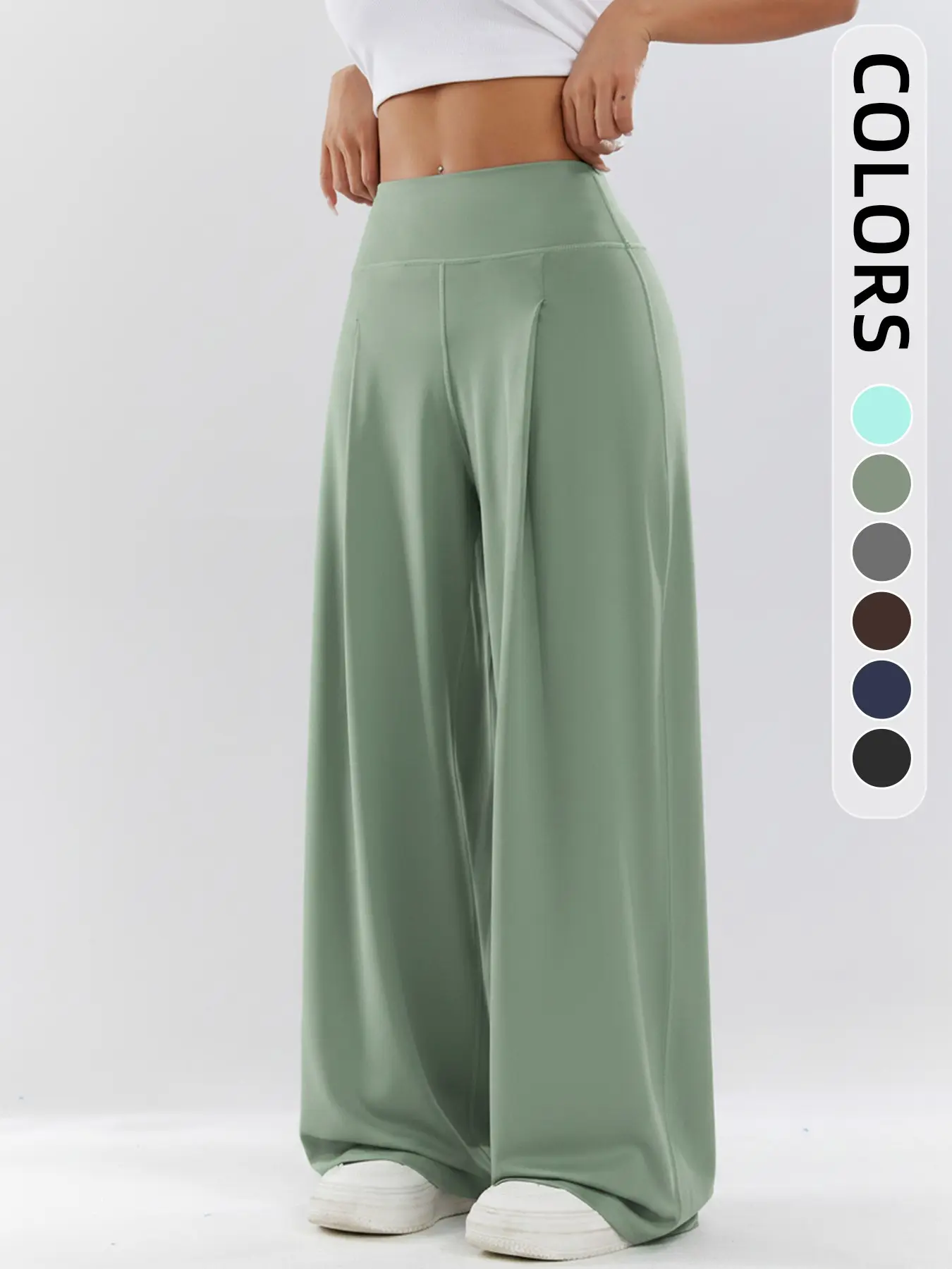 Women's High-Waisted Wide-Leg Yoga Pants, Soft Skin-Friendly, High Elasticity, Non-See-Through, Casual Home & Workout Long Pants, Comfy Yoga Pants