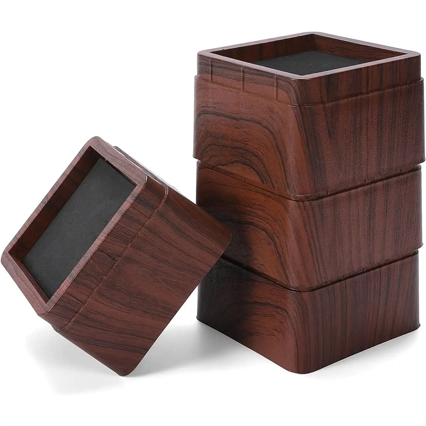 3 Inch Stackable Bed Risers Heavy Duty Furniture Risers ， Lifts Up to 2200 LBs Couch Sofa Desk Table Chair Risers (Stackable Wood Grain), Set of 4