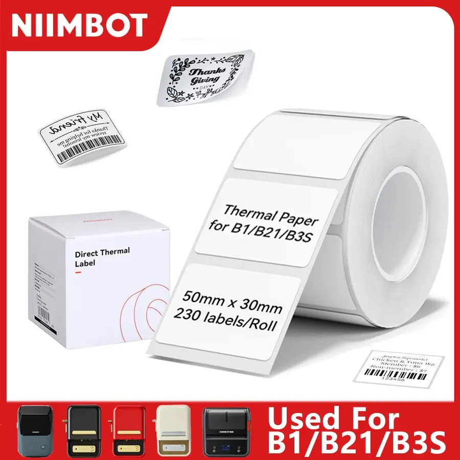 Niimbot Label Paper Thermal Labels, Waterproof Oil-Resistant Adhesive Stickers for B1/b21/b203/b3s/b31/b4 Tags, Durable & Reliable