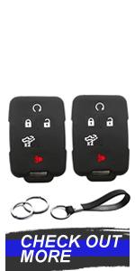 2pcs Compatible with Chevy Chevrolet Silverado GMC Sierra 1500 2500 3500 Smart 5 Buttons Key Fob Cover Case Key Chain Protector Keyless Remote Holder