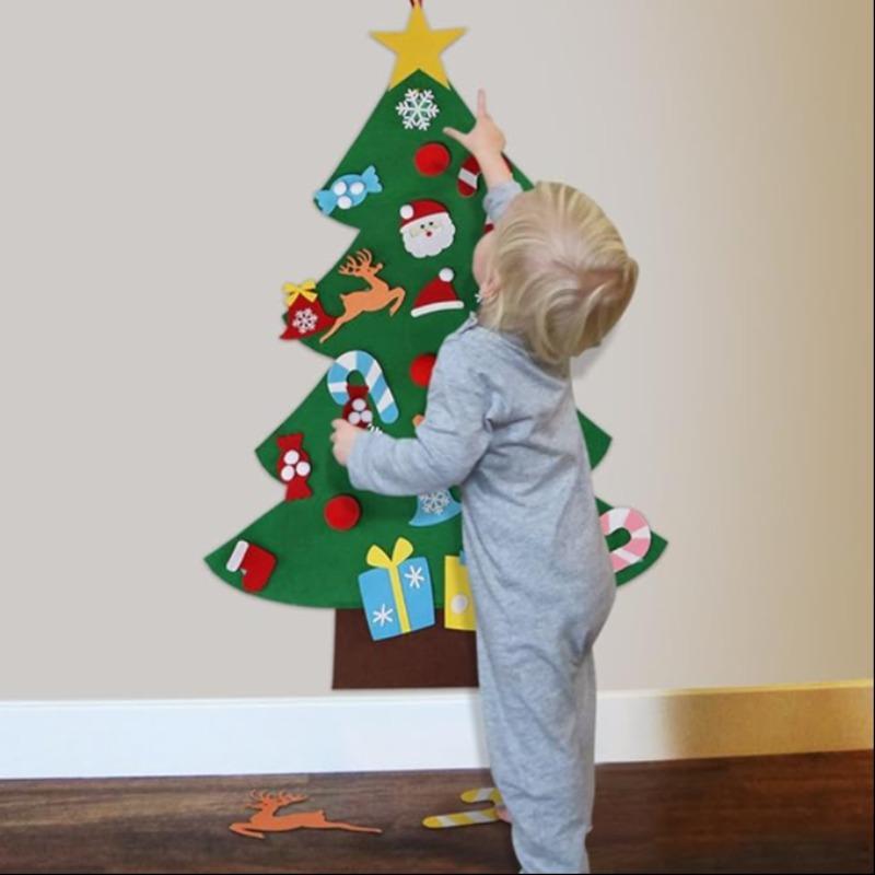Felt Artificial Christmas Tree Set - Christmas Decorations 2025 with 26 Detachable Ornaments & LED Lights| DIY Wall Hanging Kit for Kids, Home Party Gift Felt Artificial Christmas Tree Set - Christmas Decorations 2025 with 26 Detachable Ornaments & LED Lights| DIY Wall Hanging Kit for Kids, Home Party Gift
