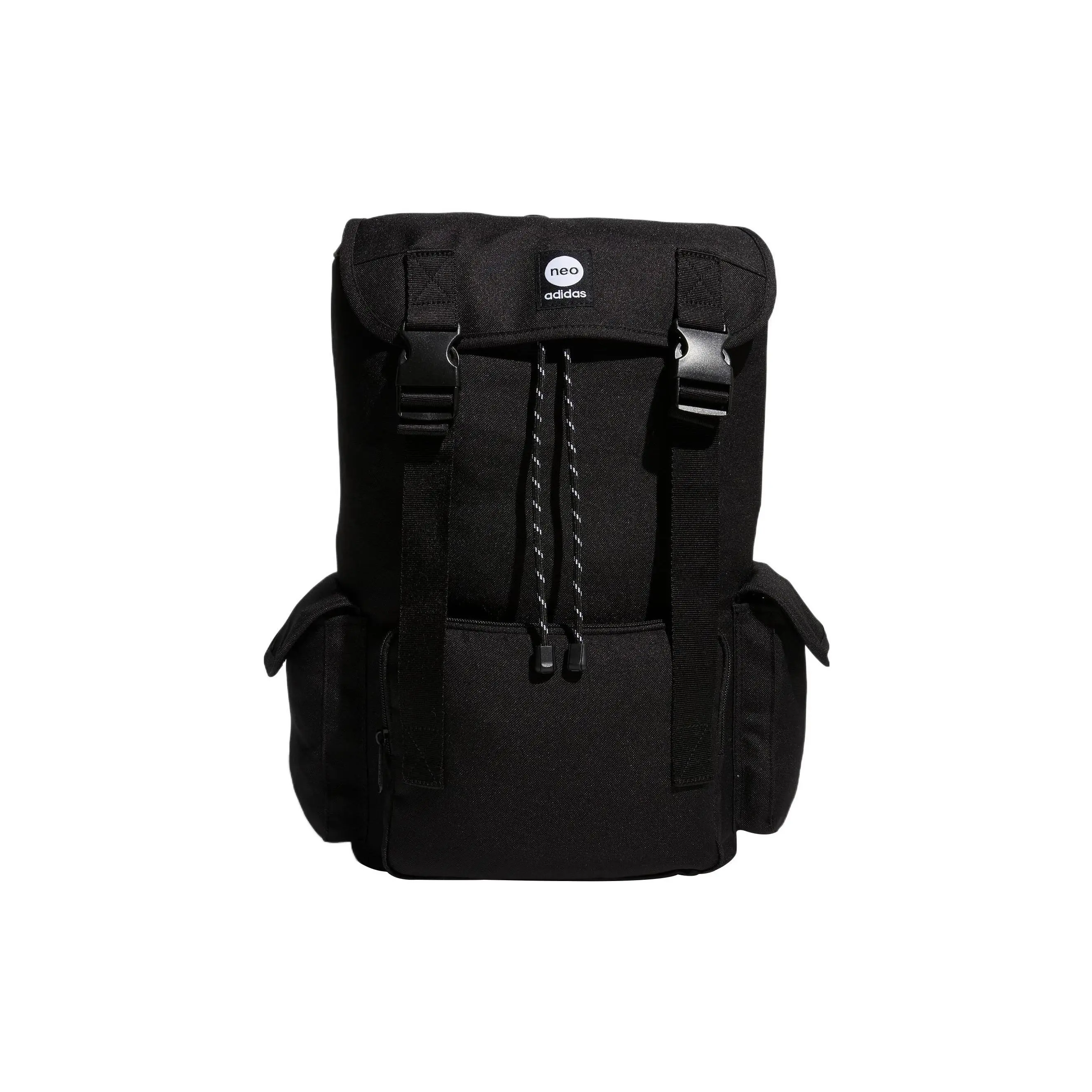 Adidas Neo U CNY BP Sporty Solid Drawstring Adjustable Backpack for Men and Women, Polyester and Recycled Material, Black