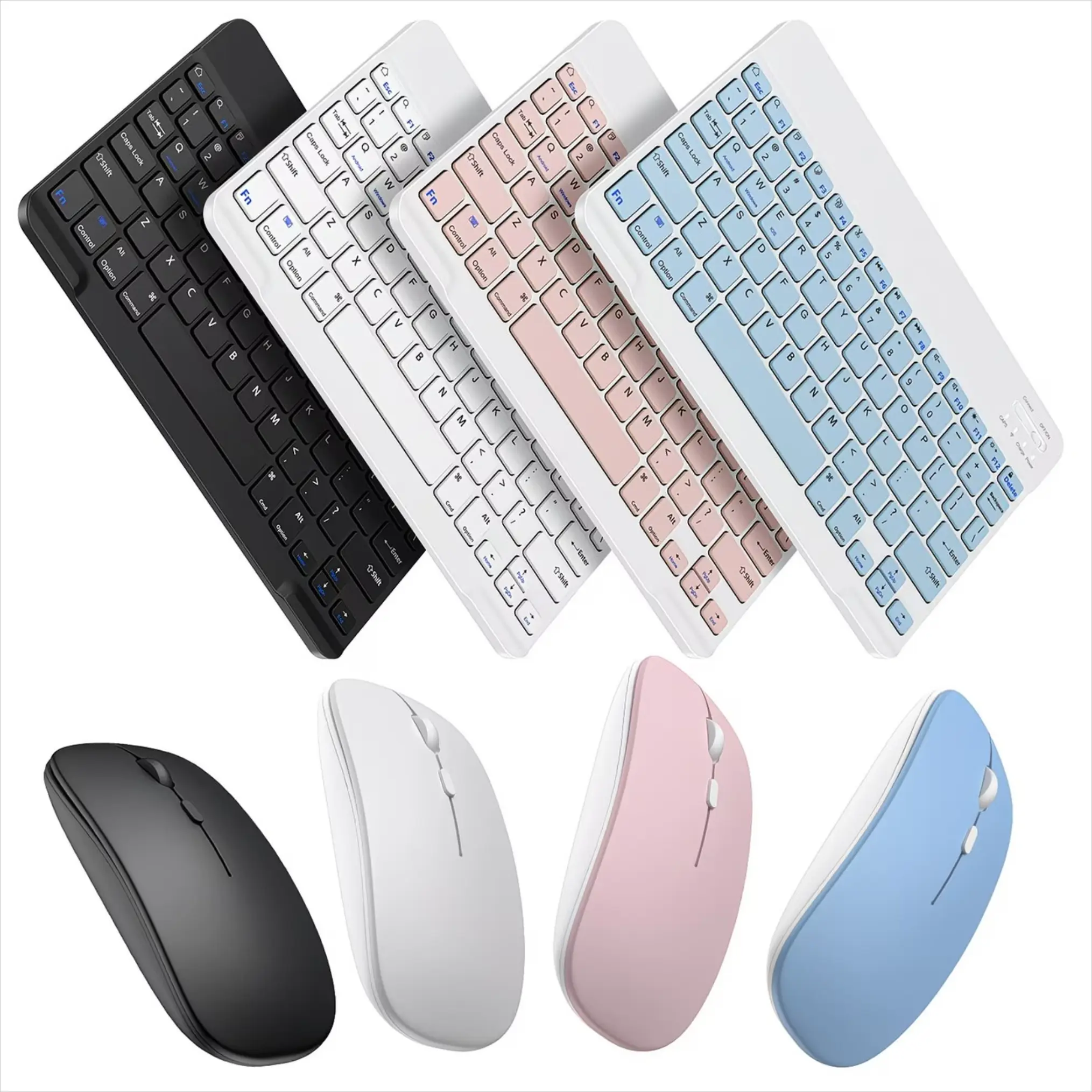 Bluetooth Keyboard & Wireless Mouse Combo Set – Universal Slim Portable Keyboard for iPad, iPhone, Tablet & Laptop, Rechargeable Silent Mouse, Perfect Back-to-School Gift for Students & Home Office
