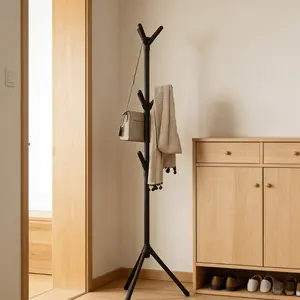 Vertical coat rack, three-pronged structure, stable load-bearing, made of sturdy wrought iron. Nordic style bedroom hanger, entryway coat rack, single-bar multi-functional hat rack. Space-saving must-have