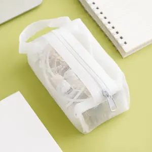 Mesh Clear Cosmetic Bag, Large Capacity Multi-Purpose Portable Handheld Organizer Pouch, Mini Wallet Key Case Stationery Pen Pouch for Travel Daily Storage