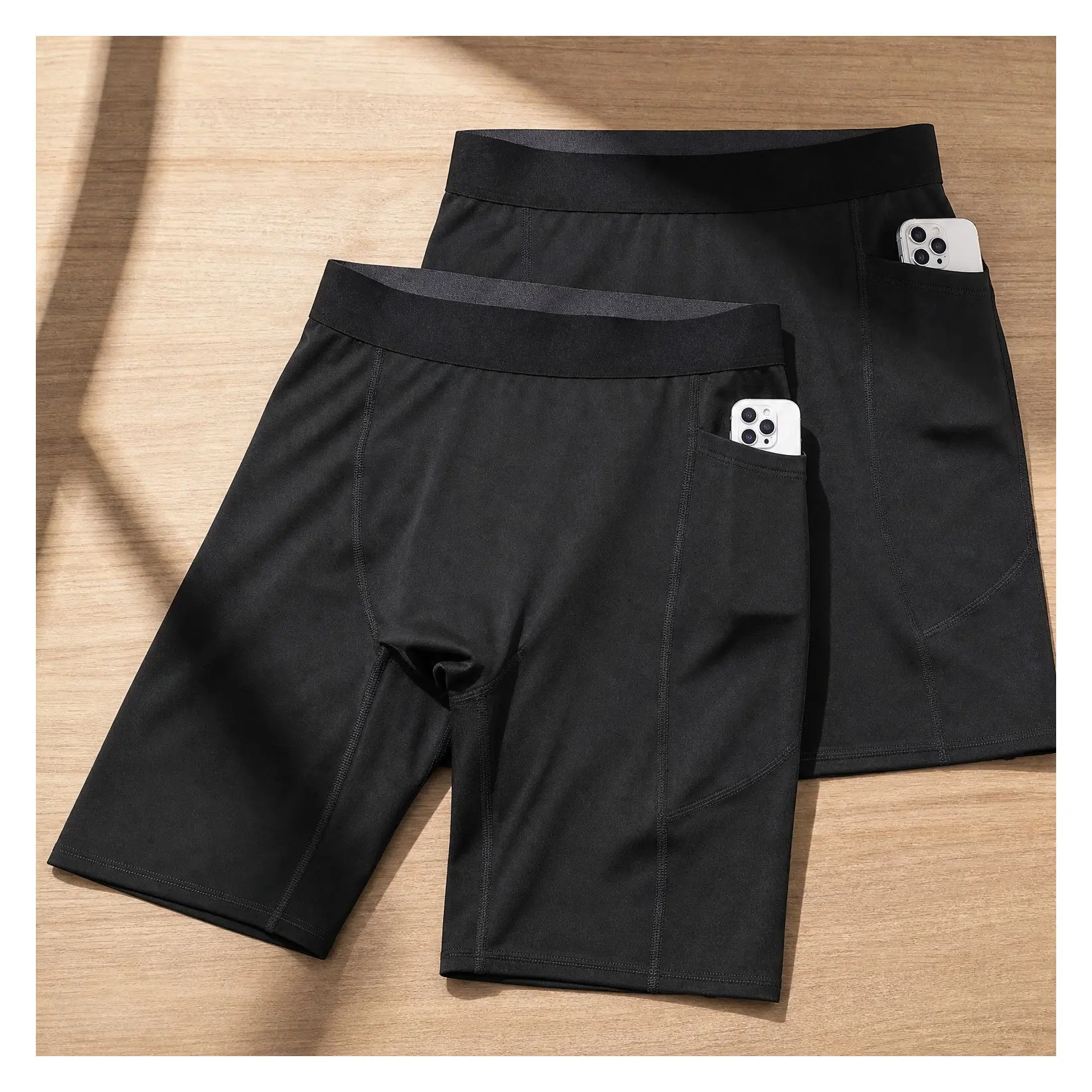 2 Pack Men's Compression Shorts with Pockets - 9" Performance Spandex Underwear for Sports, Athletic Workouts, Running Base LayerGift