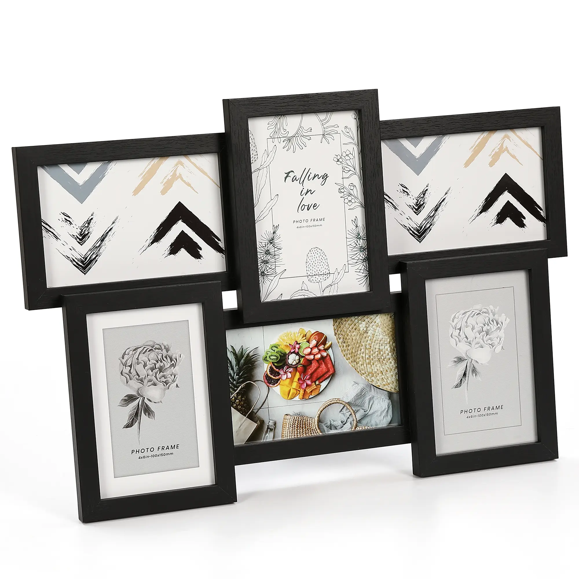 4x6 Multi Photo Frame Set – Collage Wall Decor with Glass Front, 4 Openings for Wedding, Gallery or Home Display