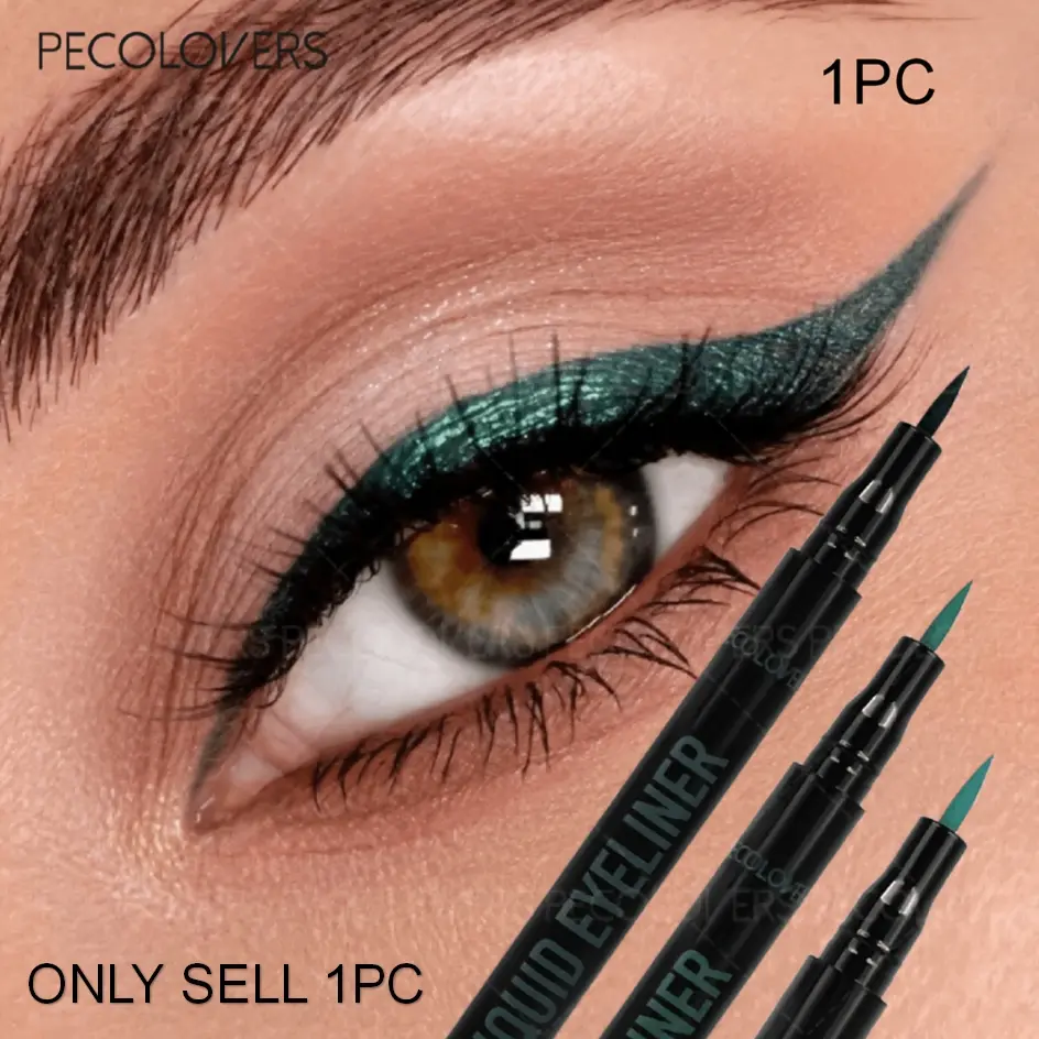 1PC Waterproof Eyeliner - 17-Color Starlight Silvery Aurora Blue Moonlight Purple Emerald Green Dual-Tip Smudge-Proof Eyeliner Multicolor Eyeliner Pen