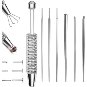 G23 Titanium Threadless Piercing Taper 16G/18G/20G Flat Back Earring Applicator Tool Insertion Pin for Push In Nose Lip Ear Tragus Helix Body Piercing Jewelry Stretcher Assistant Tool