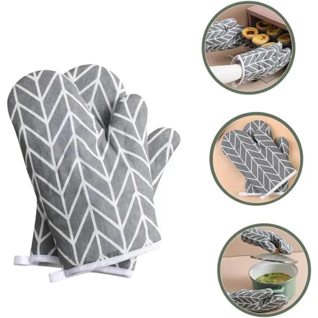 Oven Gloves for Baking Heat-insulating Gloves Non-Slip Heat Resistant Household Kitchen Gloves with Anti-Scald Microwave Gloves