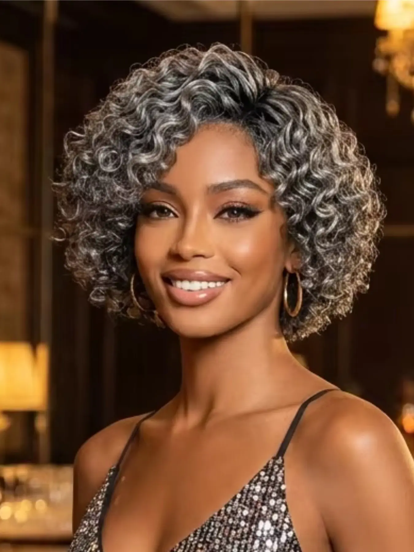 44# Charcoal Grey Short Pixie Cut Human Hair Wig for Black Women Glueless Wear & Go Layered Pixie with Bangs Brazilian Virgin Hair Soft Lightweight Natural Look Black Woman Wigs
