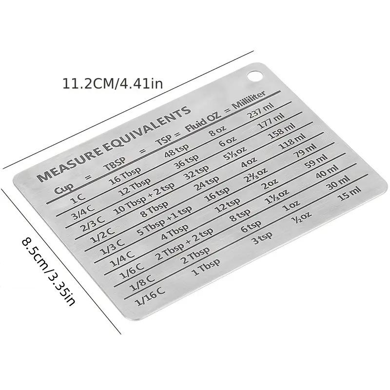 1 Piece Stainless Steel Refrigerator Decorating Magnet Sticker, Baking Unit Conversion Chart, Kitchen Baking Utensils, Home Decoration, Higher End Fridge Magnets