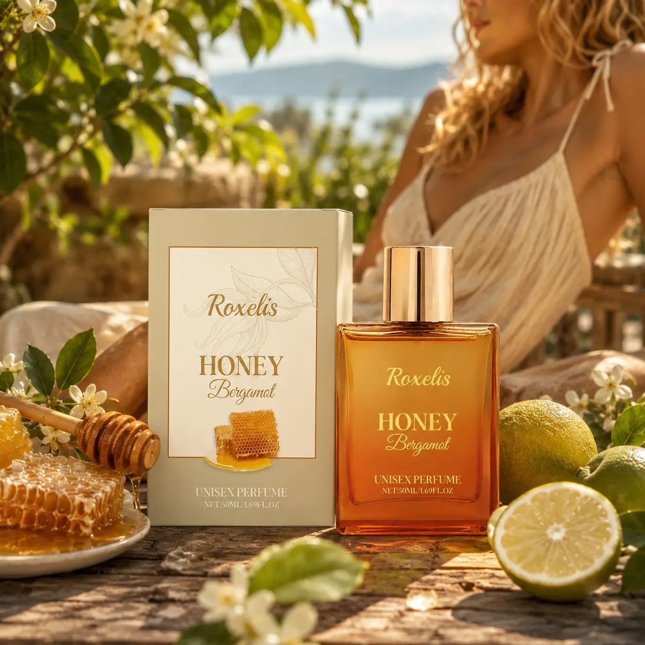 Honey Bergamot Perfume 50ML, Fresh Citrus & Natural Honey Scent, Unisex Long-Lasting Fragrance, Ideal for Dates & Commute, All Seasons