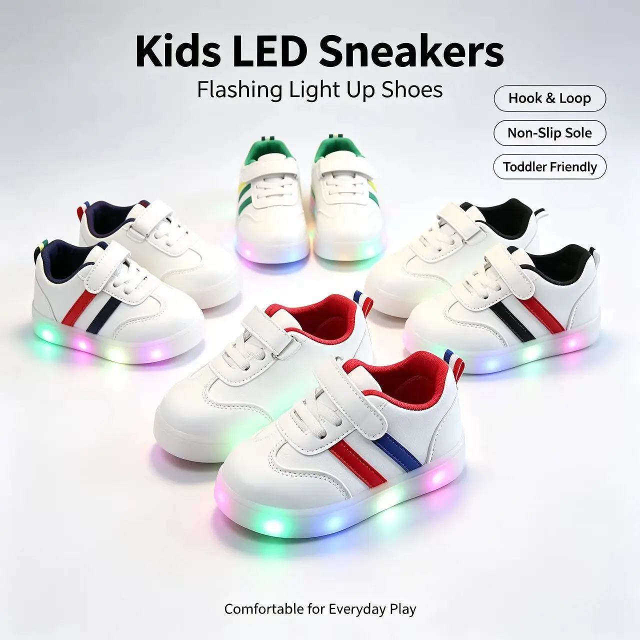 DM [LED Flashing Shoes] 2026 New Winter Autumn Children's Lighting Shoes Boys' LED Sports Little White Shoes Girls' Colorful Flashing Flat Shoes