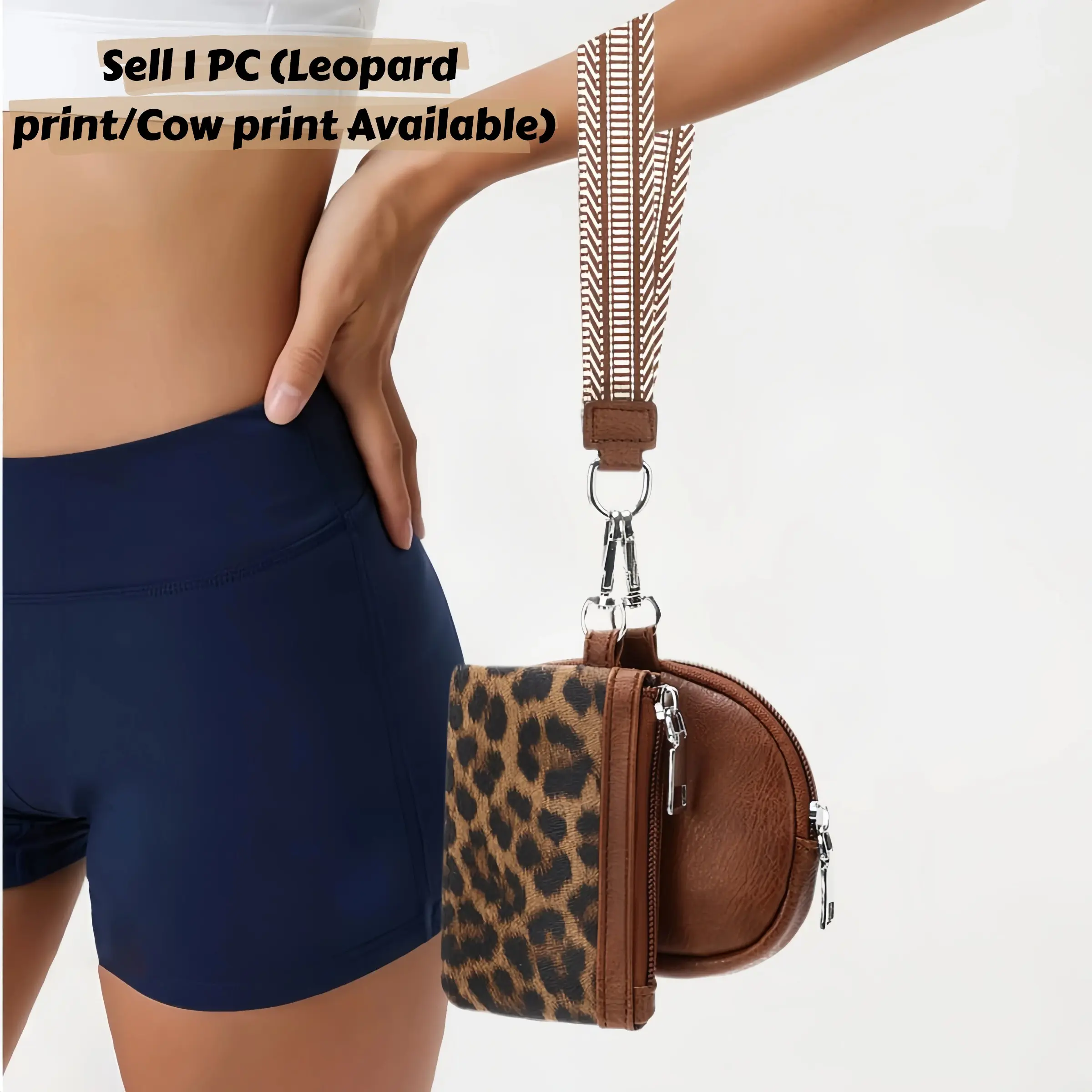 Leopard Print/Cow Print Mini Wrist Bag, Coin Card Bag Wallet Purse, Vintage Wristlet with Detachable Strap, Compact Small Wallet and Card Holder, Lipstick and Earbud Storage Bag for Daily Use, Sport Use,Travel Shopping