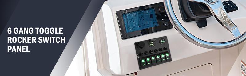 Nilight 6Gang ON/Off Green Rocker Switch Panel w/ Dual USB Cigarette Lighter Socket Voltmeter