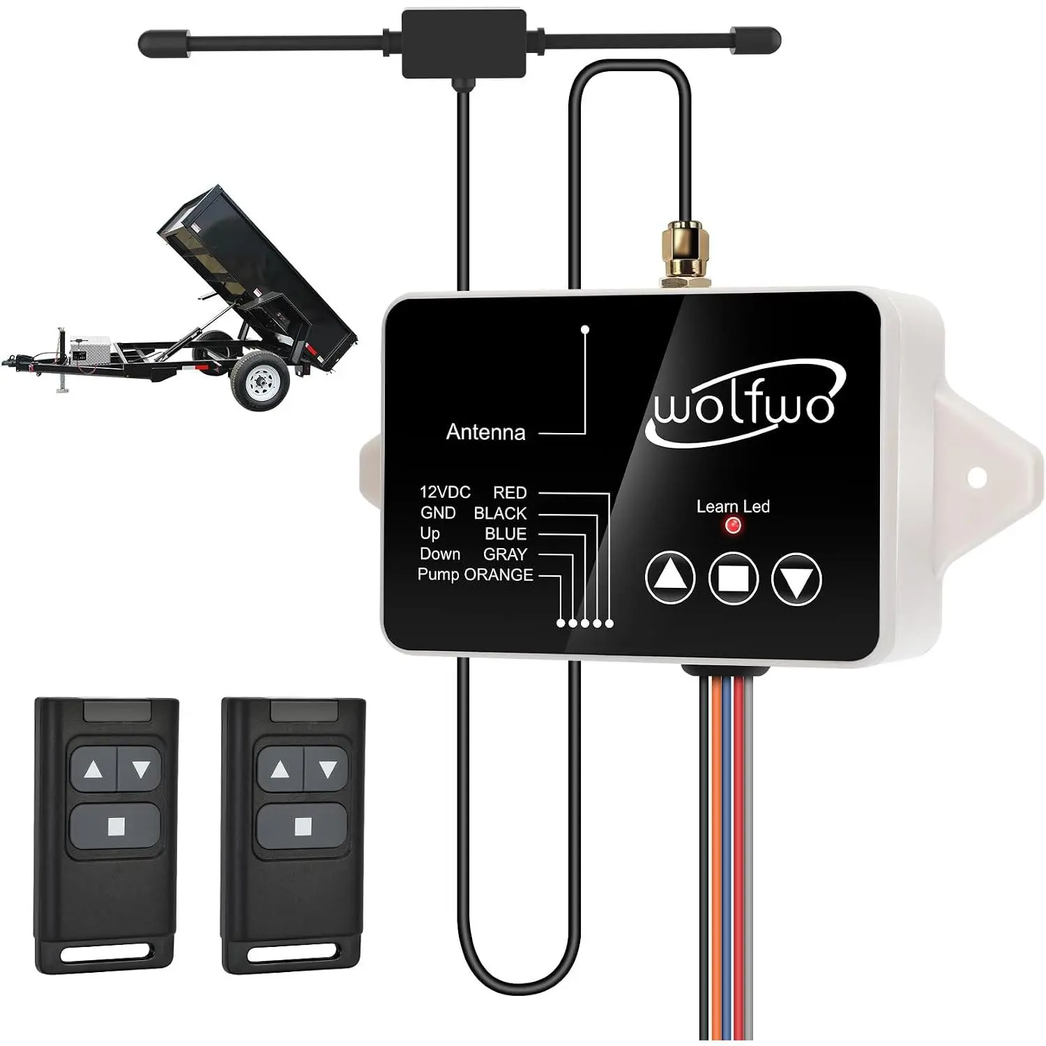 Dump Trailer Remote Controller, High Dump Trailer Remote for 3-Wire/4-Wire 12V Hydraulic Systems, 100 Ft, Easy Install, 2 Remotes for Dump and Tilt Trailers