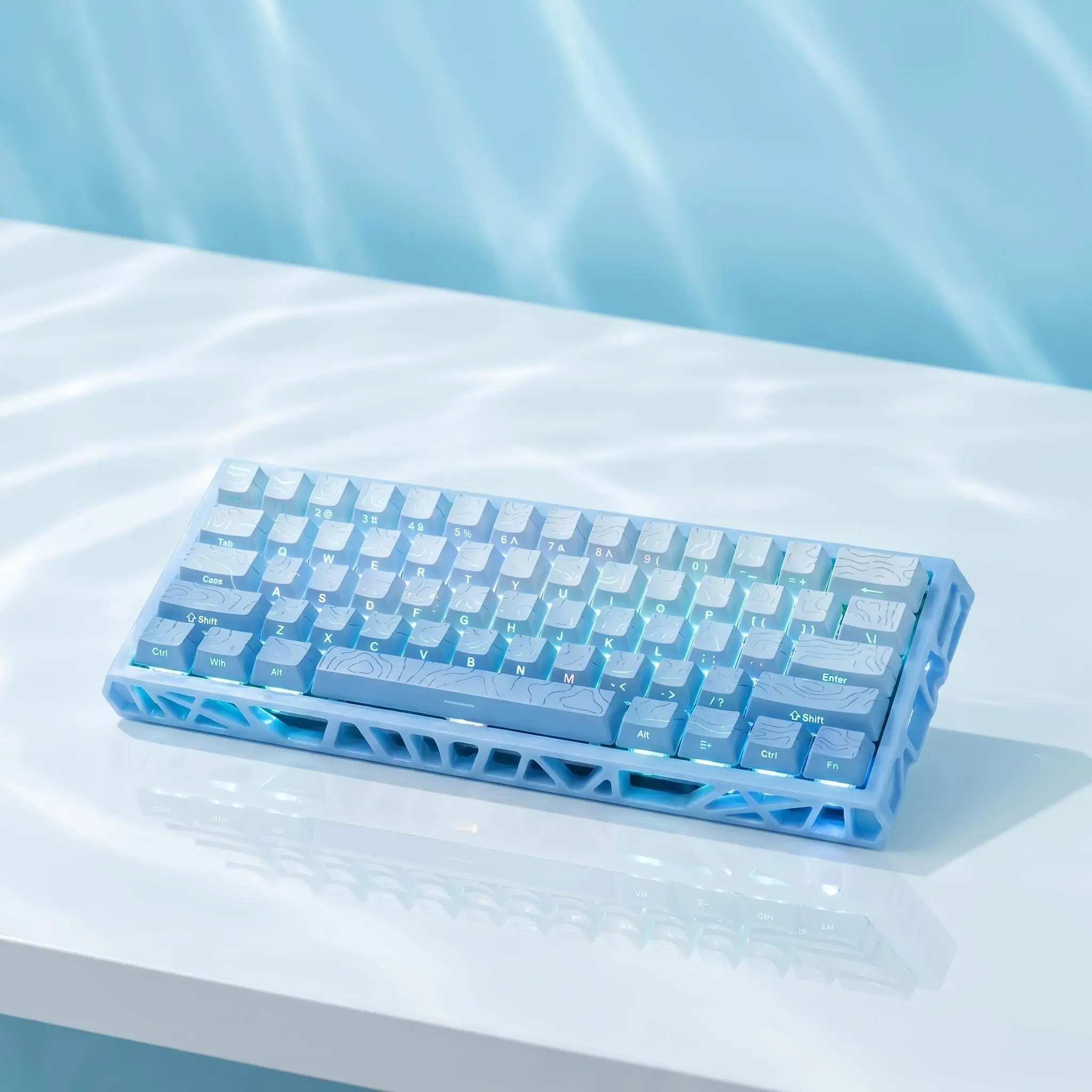 60% Mechanical Keyboard, Fresh Blue Translucent Gasket Mount Hot-Swappable RGB Wired Gaming Keyboard with Red Switch, N-Key Rollover for Clean Aesthetic PC Setup, 60 Percent Keyboard compact