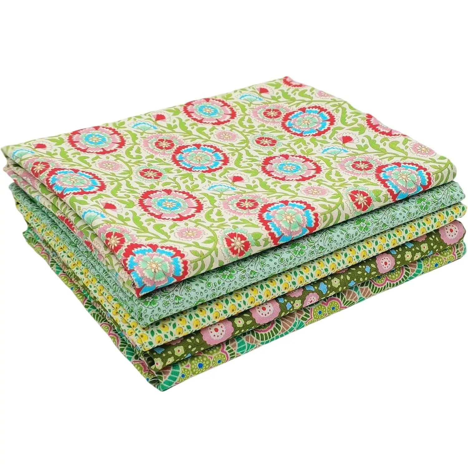 Green Fat Quarters Fabric Bundles, Precut Cotton Fabric Squares for Sewing and Quilting, 18 x 22 inchesGift