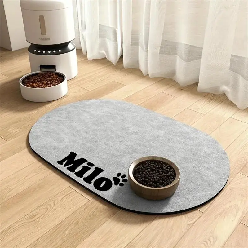 Pet Food Mat, Diatomaceous Earth Material, Non-Slip, Waterproof, Leak-Proof, Absorbent, Easy to Clean, Dog and Cat Feeding Pad