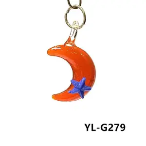 Colorful Mini Moon Glass Charm Cute Crescent Shape Pendant Ornament for Diy Jewelry Making Accessories or Holiday Decor Supplies