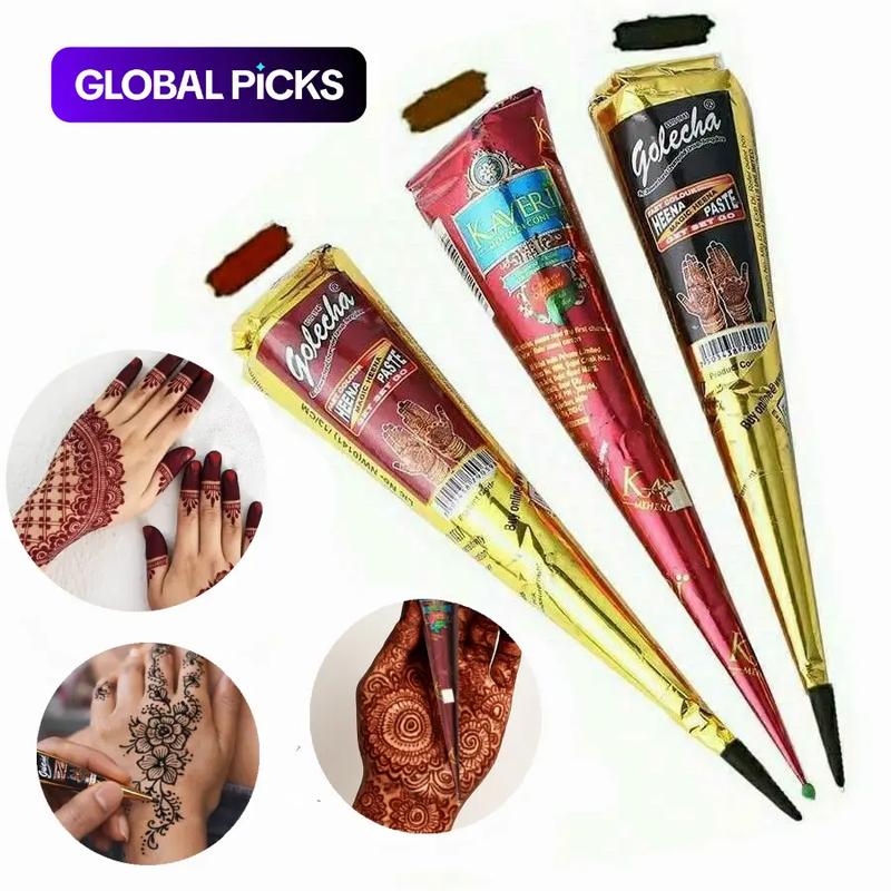 3 Pcs Henna Tattoo Paste, Temporary Waterproof Body Art, Henna Design Cream, Ideal for Creative Body Design #TOP PICKS