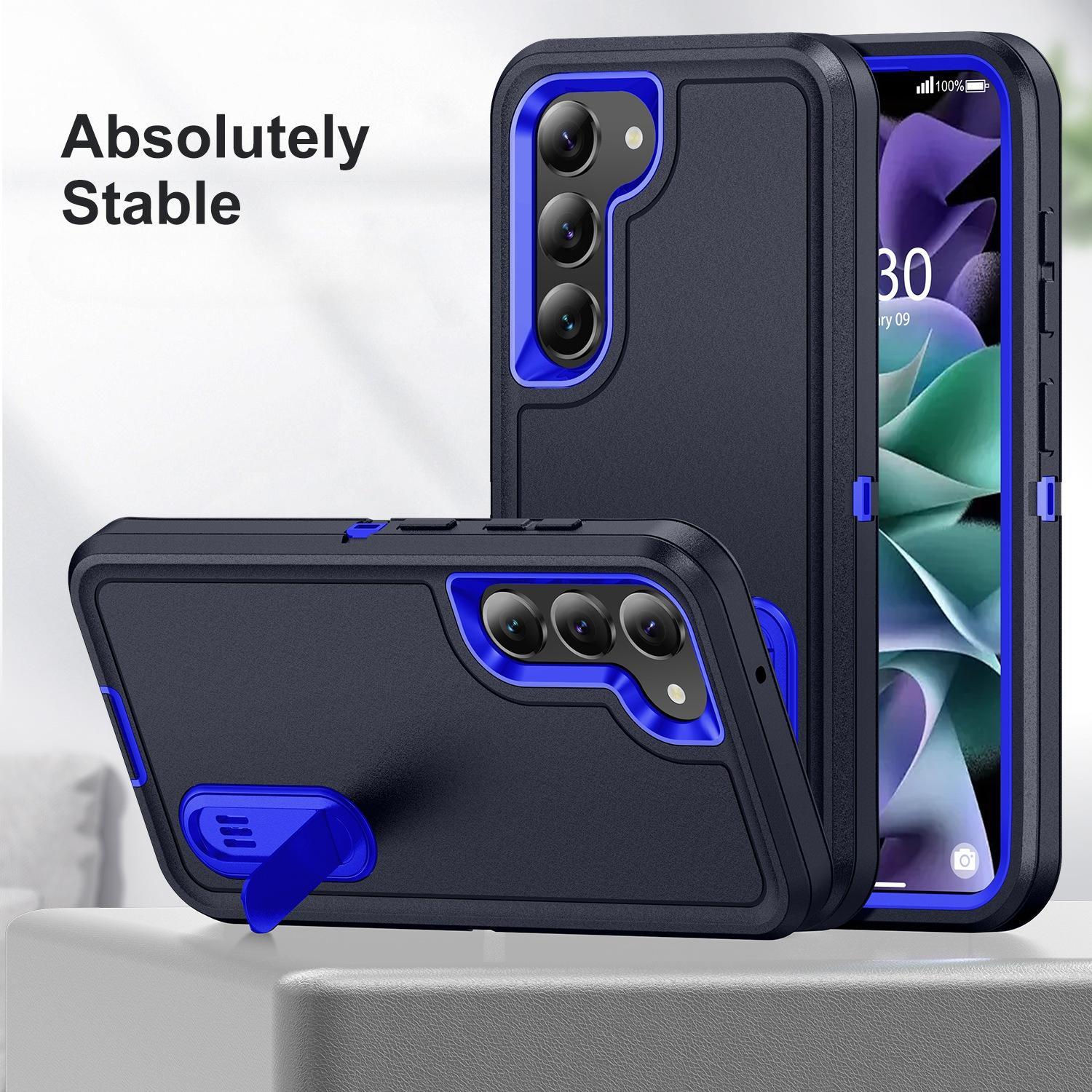 Protective Phone Case with Built-in Kickstand for Samsung Galaxy S24 Ultra 5G, Heavy Duty Rugged Shockproof Defender Cover