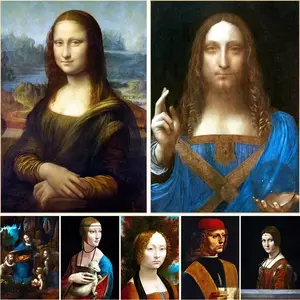 [STRETCHED FRAMED PAINT BY NUMBERS FOR ADULTS]  Canvas Painting Kit, Famous Leonardo Da Vinci Artwork Mona Lisa Salvator Mundi Landscape Art, Aesthetic Room Wall Decor, Relaxing Art Therapy Mindfulness Craft Activity Gift
