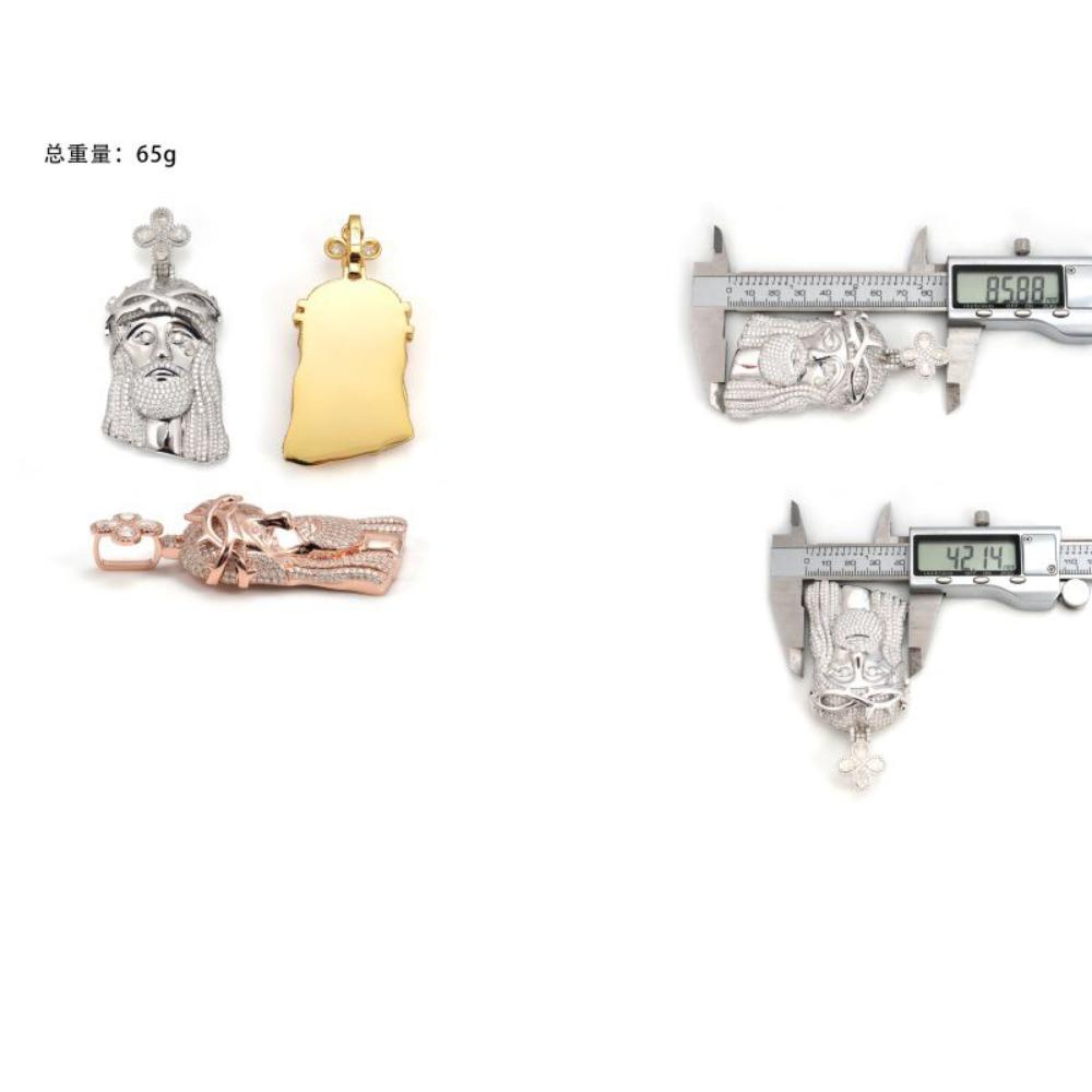 [ICE HUE]18K Gold Vacuum Plated S925 with 5A+ Sri Lanka Moissanite Four-Leaf Clover Portrait Pendant with Free Copper Necklace Hip Hop Inspired Solid Jewelry Gift