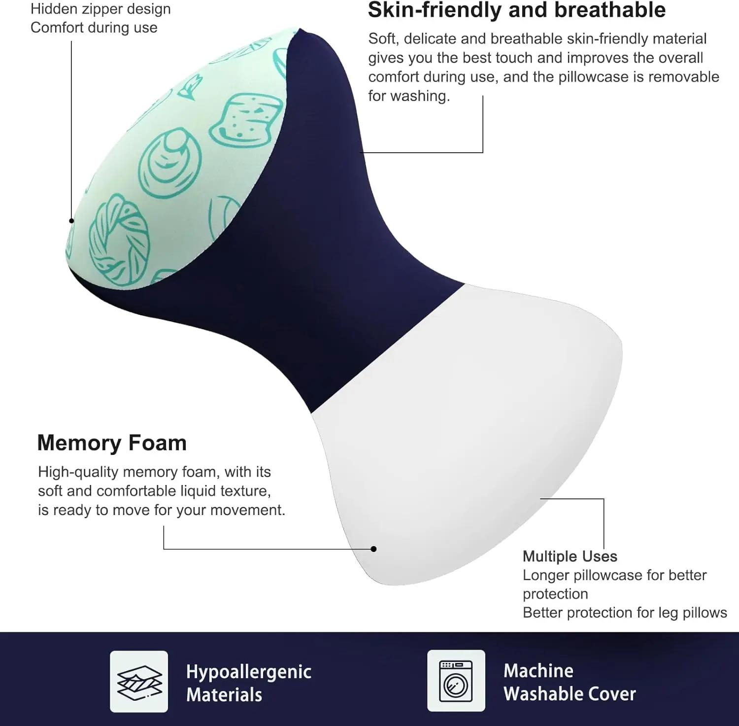 Stock Knee Pillow for Side Sleepers, Camping Pillow, Leg Pillow, Small Memory Foam Pillow, Comfortable Leg Pillow