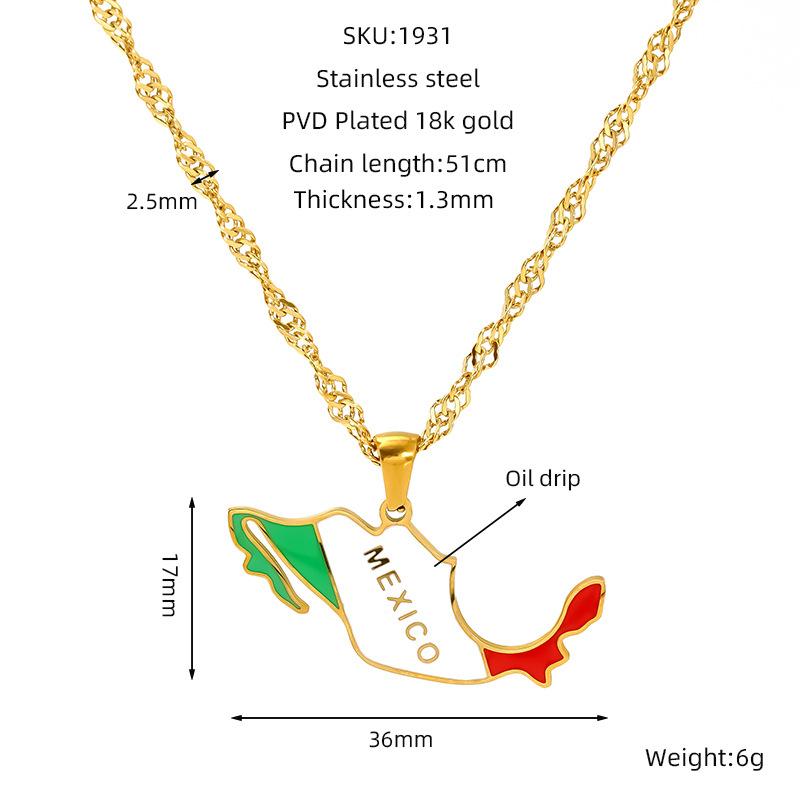 Various Countries Map Pendant Necklace Jewelry, Stainless Steel Necklace