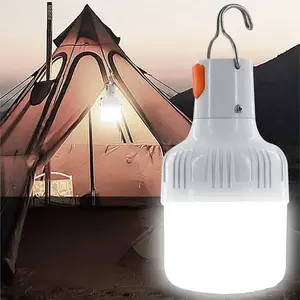 Waterproof Rechargeable LED Night Light Bulb, Dimmable Emergency Lights, Outdoor BBQ Hanging Light, Bright Lights for Patio Garden Power Failure