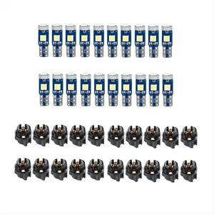 20pcs Car Instrument Cluster Lights LED Bulbs with 20pcs Base, Waterproof High Bright 2SMD LED for Car Speedometer Tachometer Fuel Temp Gauge Dash Panel Lamp, Car Decorative Light, Car Light Set