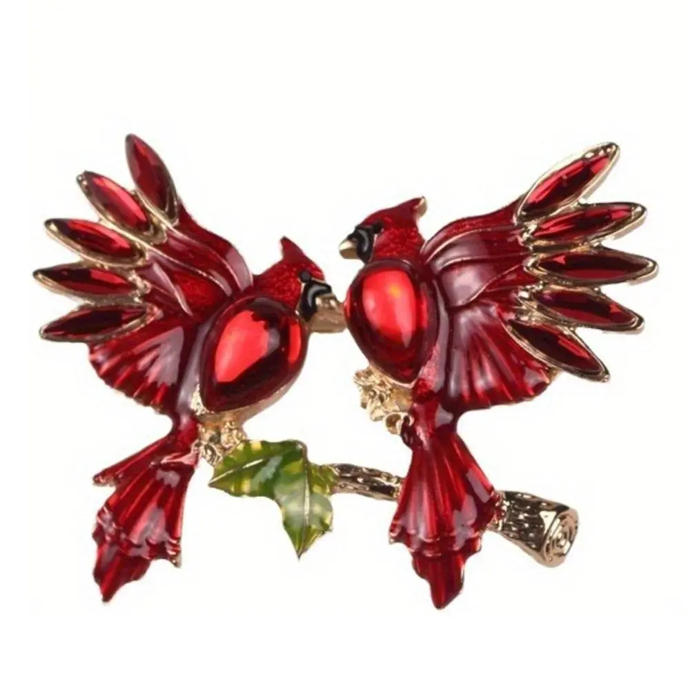 New Enamel Dropping Oil Red Bird Brooch Fashion Women's Classic Animal Pin Coat Clothing Accessories