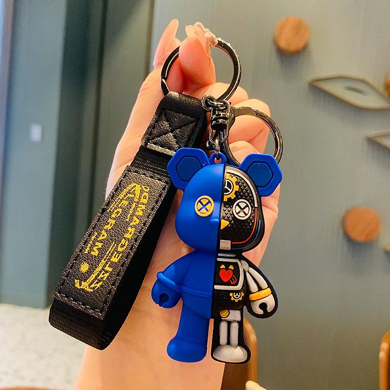 Mechanical Bear Keychain Doll Pendant Car Keyring Accessory Unisex Bag Ornament Small Gift
