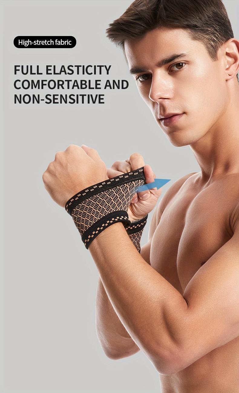 4-piece copper-colored wrist compression bracelets, soft wrist support bands, suitable for support during sports, fitness, and typing